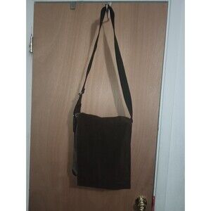 Kenneth Cole New York Canvas Suede Messenger Brown With Orange Interior Bag